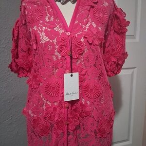 Robert Graham Pink Lace Blouse